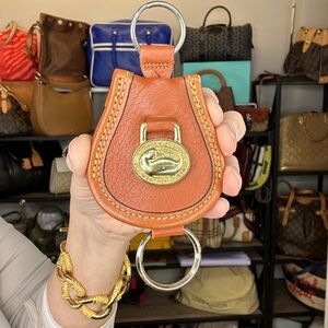 Dooney & Bourke Leather Key Fob | British Tan | Gold Duck Logo